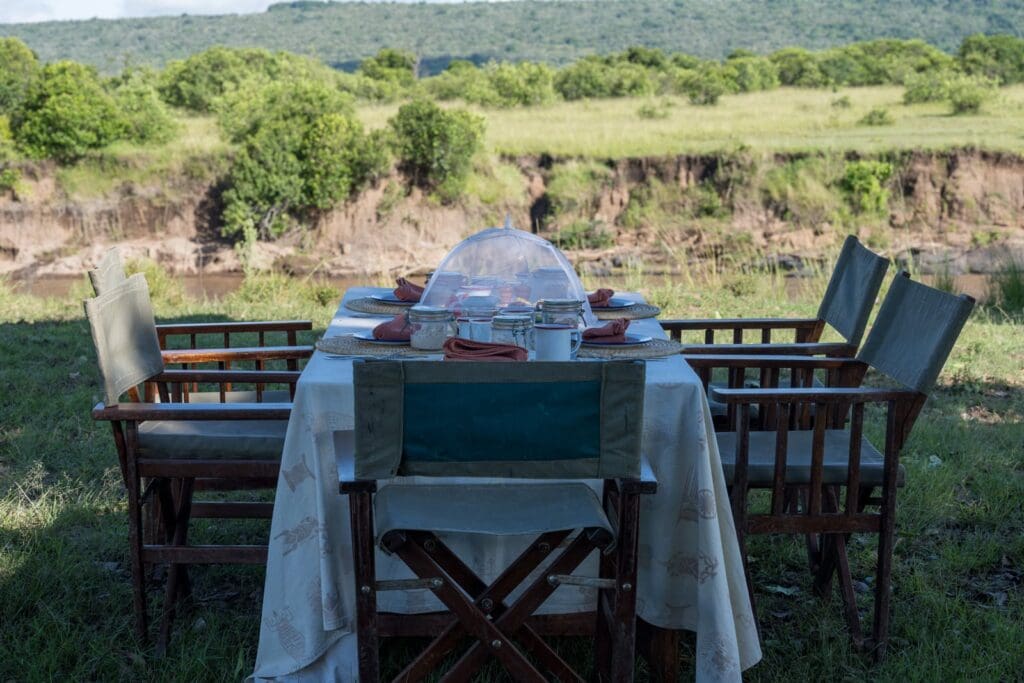 Private safari breakfast setup outside