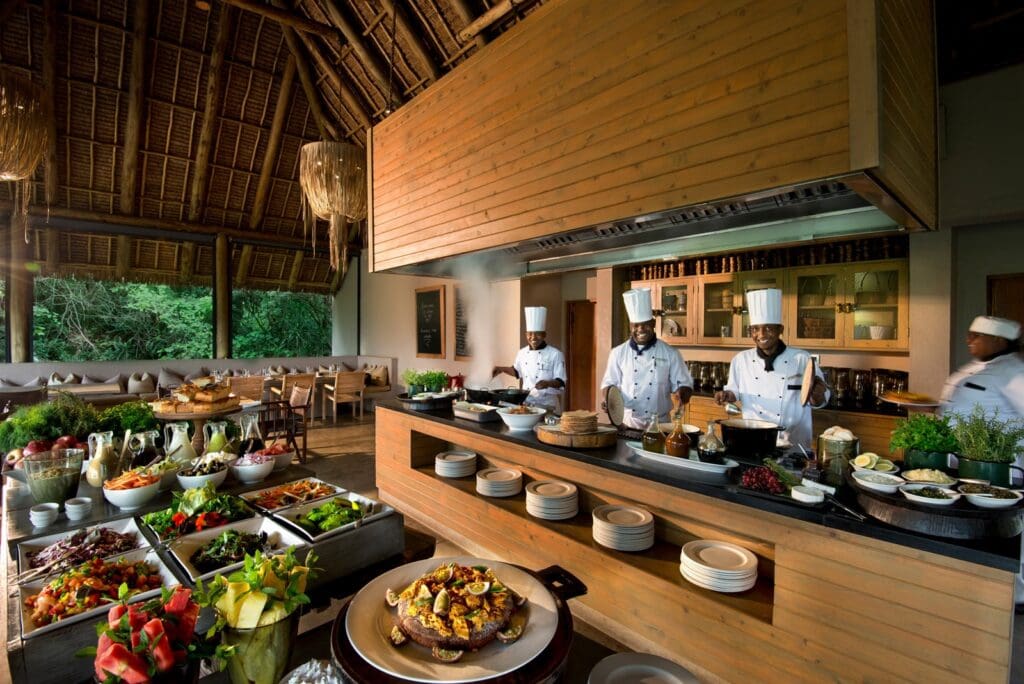 The kitchen at andBeyond Kichwa Tembo Luxury Safari Tented camp
